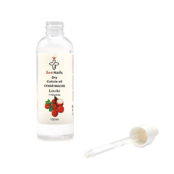 Суха олія для кутикули з піпеткою з ароматом лічі Bee Nails 100ml Nat-0494 фото