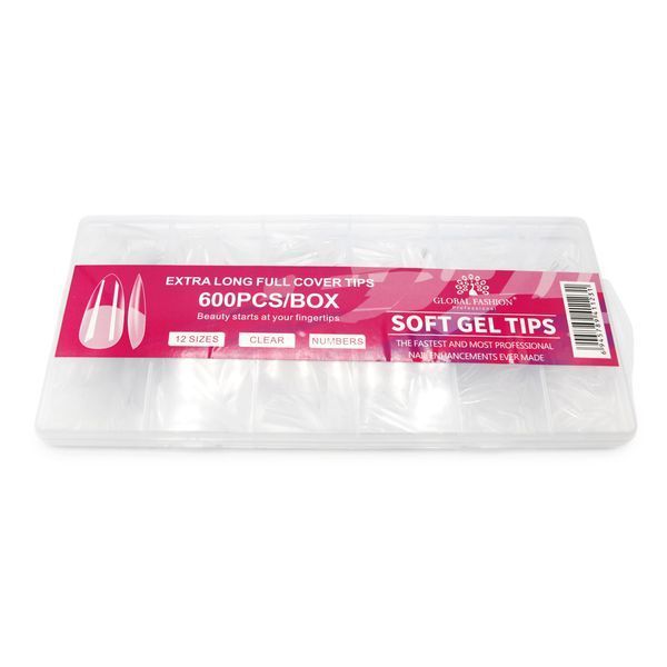 Прозрачные гелевые типсы Global Fashion Soft Gel Tips (Овал) 600шт. 12 размеров Mary247 фото