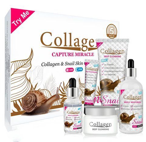 Подарочный набор уходовой косметики для лица и тела 5в1 Collagen & Snail (с коллагеном и муцином улитки) Mary362 фото