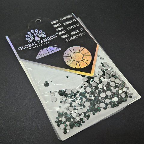 Декор для ногтей Global Fashion Swarovski Камни изумрудные, размер микс 008509 фото