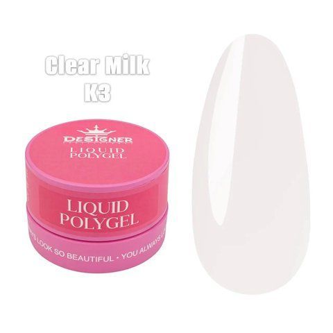Рідкий Полігель Designer Liquid Polygel 30мл. K3 Clear Milk 009153 фото