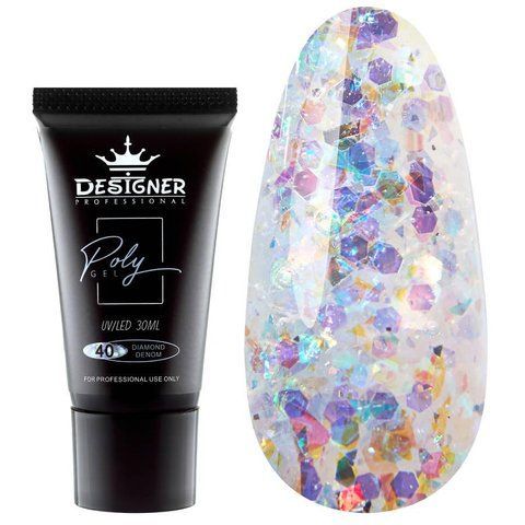 Полігель Designer Professional для нарощування та зміцнення нігтів, 30 мл. Diamond denom No 40 001996 фото