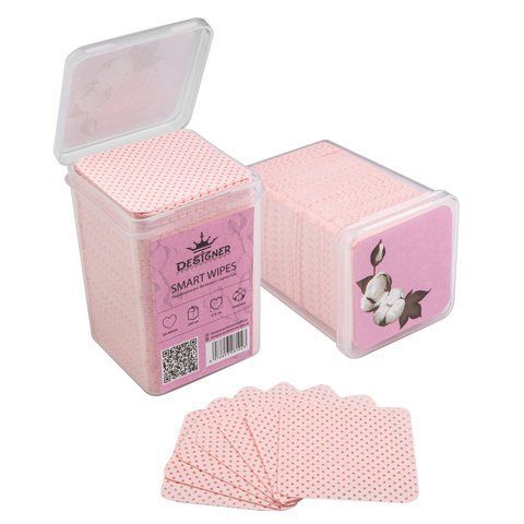 Безворсовые салфетки Designer 200 шт. (PINK) перфорированные Square Smart Wipes Nat-0246 фото