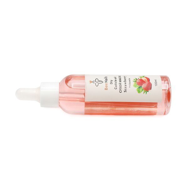 Суха олія для кутикули з піпеткою з ароматом полуниці Bee Nails 100ml Nat-0495 фото