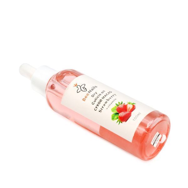 Суха олія для кутикули з піпеткою з ароматом полуниці Bee Nails 100ml Nat-0495 фото