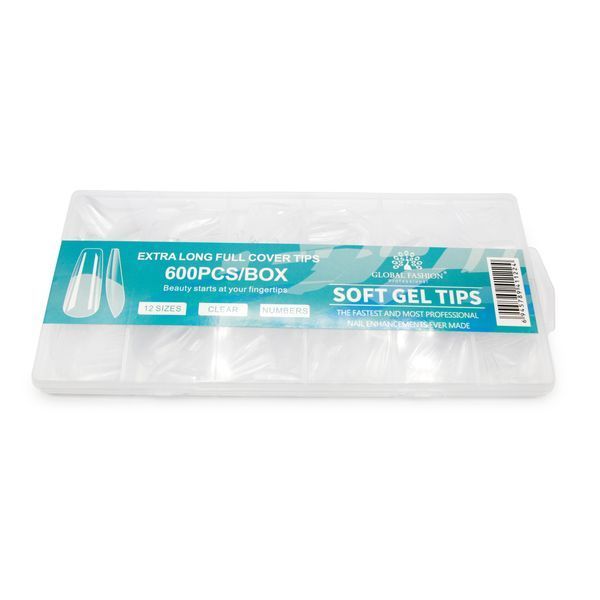 Прозорі гелеві тіпси Global Fashion Soft Gel Tips (Звужений квадрат) 600шт. 12 розмірів Mary248 фото