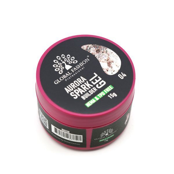Гель для нарощування та зміцнення нігтів Global Fashion Aurora Spark Builder Gel №04 Mary399 фото