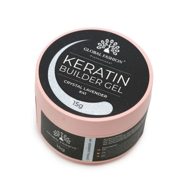 Гель для нарощування та зміцнення нігтів з кератином Global Fashion KERATIN BUILDER GEL 15g. K41 Crystal Lavender Mary299 фото