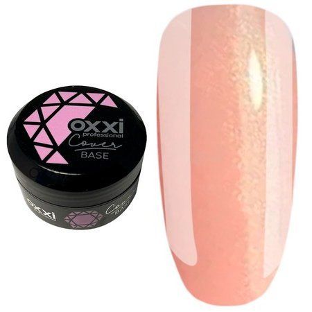 Камуфлирующая база для гель-лака Oxxi Professional Cover Base 30 мл №09 натуральная бежевая с золотым шиммером 004668 фото