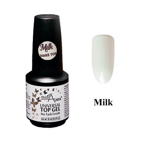 Топ молочний глянцевий NailApex без липкого шару Milk Shake 15мл 007600 фото