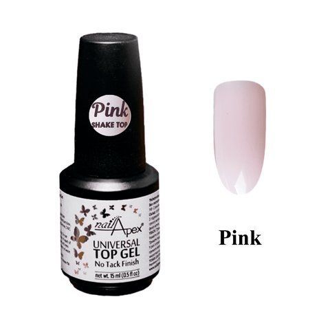 Топ молочно-рожевий глянцевий NailApex без липкого шару Pink Shake 15мл 007601 фото