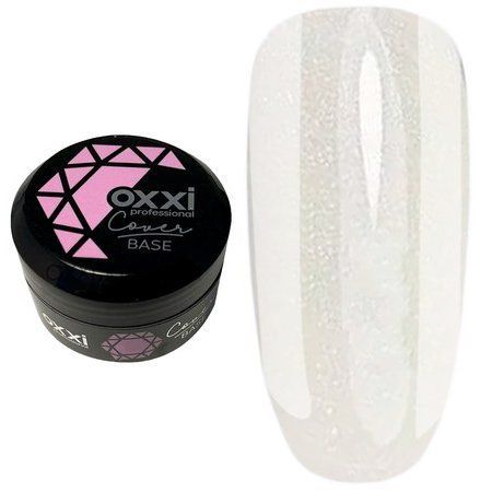 Камуфлирующая база для гель-лака Oxxi Professional Cover Base 30 мл № 11 белая с шиммером 004670 фото