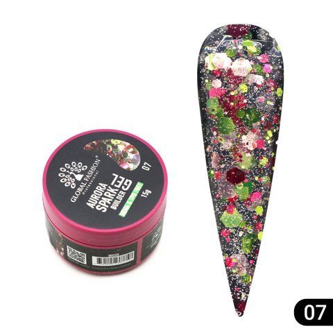 Гель для нарощування та зміцнення нігтів Global Fashion Aurora Spark Builder Gel №07 Mary402 фото