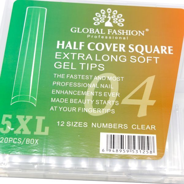 Гелеві тіпси Global Fashion Half Cover Square 5XL 120шт. 12 розмірів №04 Mary252 фото