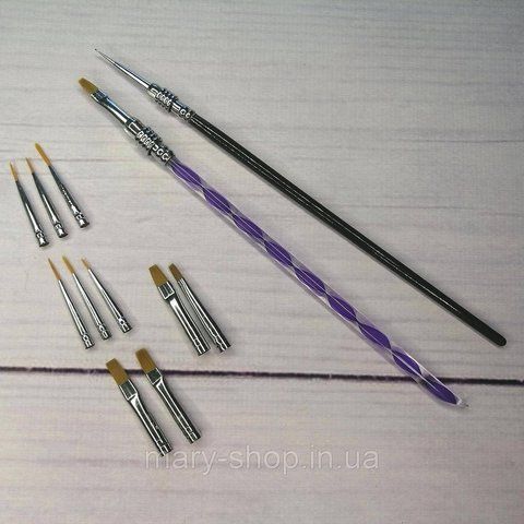 Набір манікюрних пензлів зі змінними головками для манікюру та педикюру 03660 фото