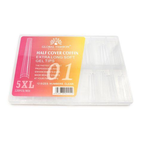 Гелевые типсы Global Fashion Half Cover Coffin 5XL 120шт. 12 размеров №01 Mary253 фото