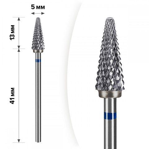 Твердосплавна фреза для зняття гель-лаку mART M-131 Конус Blue 5*13 007777 фото