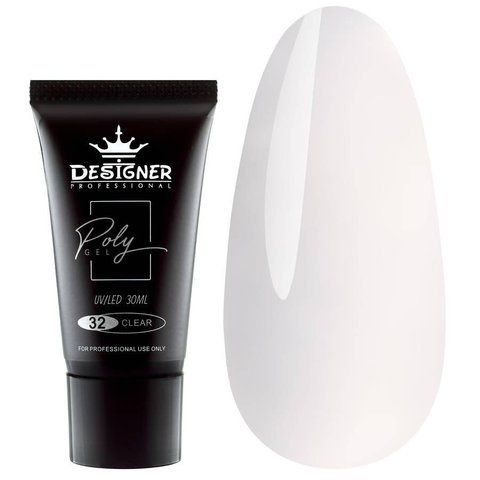 Полігель Designer Professional для нарощування та зміцнення нігтів, 30 мл. Clear № 32 04091 фото