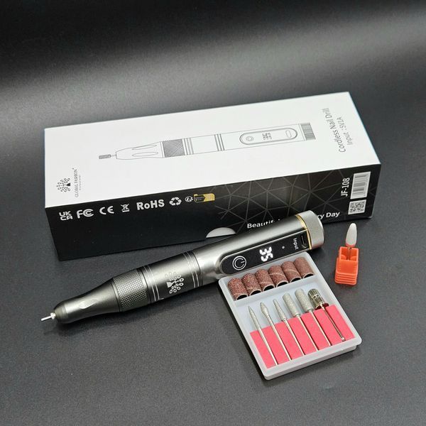 Акумуляторний апарат для манікюру і педикюру Global Fashion JF-108 на 35000RPM Nat-0114 фото