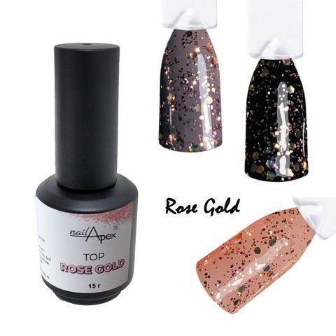 Топ з пластівцями рожевого золота Rose Gold Nailapex 15мол. 009870 фото