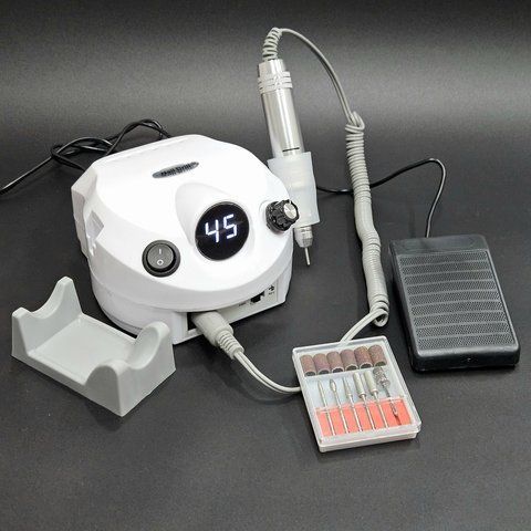Апарат для манікюру і педикюру з дисплеєм Nail Drill DM-202 на 65Вт. 45000об/хв. Білий Nat-0169 фото