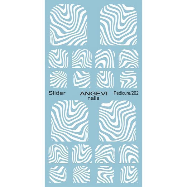 Водные педикюрные 2D слайдеры для дизайна ногтей ANGEVI №202 white 007880 фото