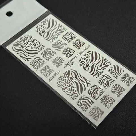 Водные педикюрные 2D слайдеры для дизайна ногтей ANGEVI №205 silver 008561 фото