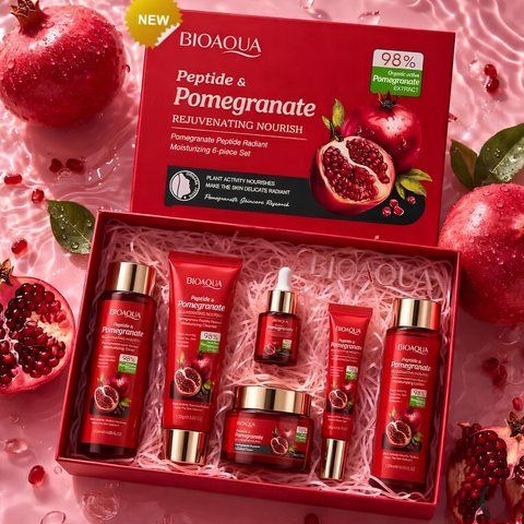 Подарочный набор уходовой косметики для лица BIOAQUA с пептидами и экстрактом граната (6 предметов) Mary363 фото