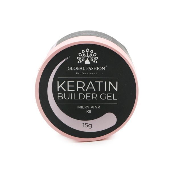 Гель для наращивания и укрепления ногтей с кератином Global Fashion KERATIN BUILDER GEL 15g. K5 Milky Pink Mary263 фото