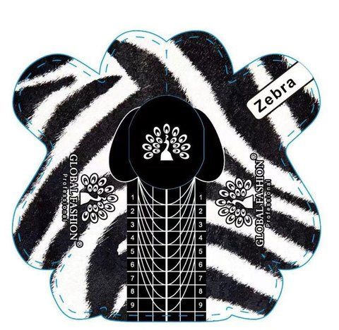 Одноразовые формы для наращивания ногтей 100 шт Zebra 000239 фото
