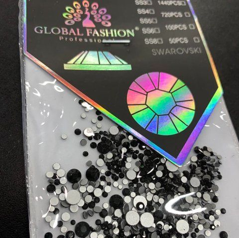 Декор для ногтей Global Fashion Swarovski Камни. Микс размер. Black 006378 фото
