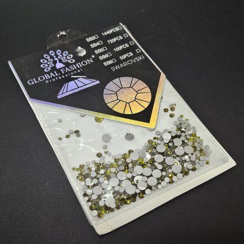 Декор для ногтей Global Fashion Swarovski Камни желтые, размер микс 008511 фото