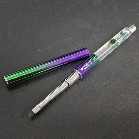 Кисть для геля скошенная Starlet Professional № 1 ручка с цветком 009476 фото