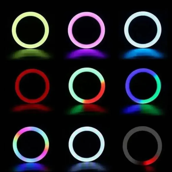 Кільцева світлодіодна Led лампа із затискачем для телефона RGB LED RL-18 081121 фото