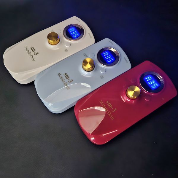 Аккумуляторный фрезер для маникюра SM-3, 65 Вт 35000 об/мин 3600 mAh. Цвет нежно голубой. 003582 фото