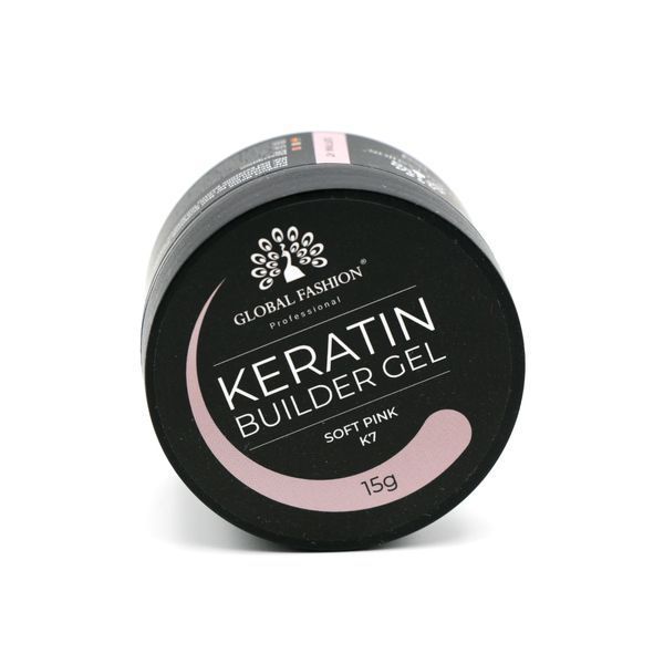 Гель для нарощування та зміцнення нігтів з кератином Global Fashion KERATIN BUILDER GEL 15g. K7 Soft Pink Mary265 фото