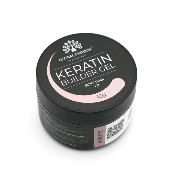 Гель для нарощування та зміцнення нігтів з кератином Global Fashion KERATIN BUILDER GEL 15g. K7 Soft Pink Mary265 фото