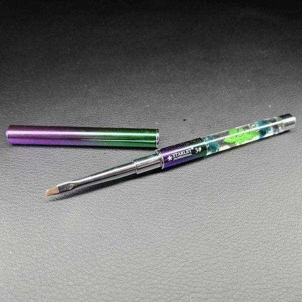 Кисть для геля скошенная Starlet Professional № 3 ручка с цветком 009478 фото