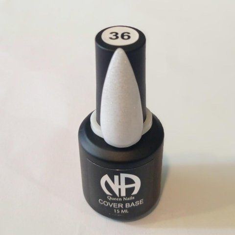Кольорова база Queen Nails 15 мл. Cover Base 15ml №T36 Прозорий із глітером 003987 фото
