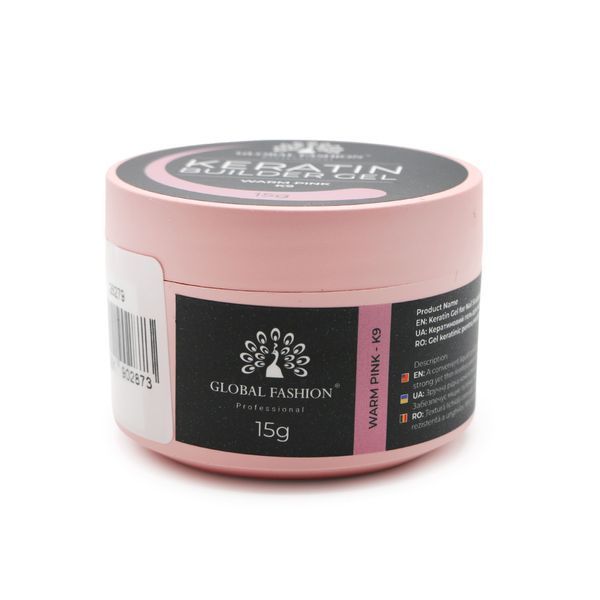Гель для нарощування та зміцнення нігтів з кератином Global Fashion KERATIN BUILDER GEL 15g. K9 Warm Pink Mary267 фото
