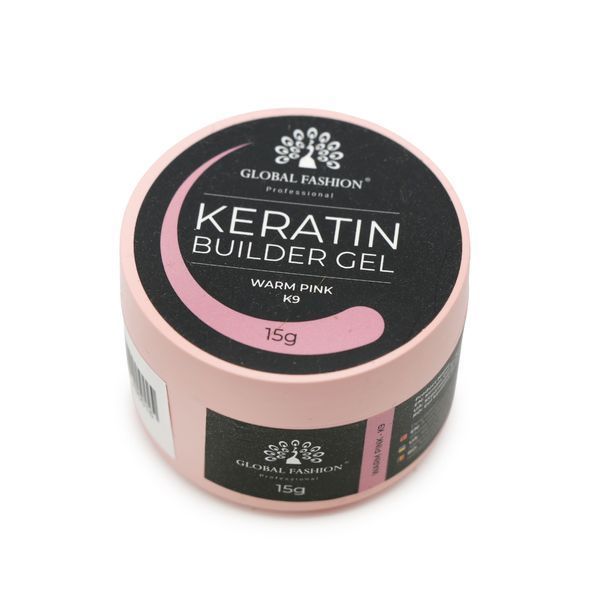 Гель для нарощування та зміцнення нігтів з кератином Global Fashion KERATIN BUILDER GEL 15g. K9 Warm Pink Mary267 фото